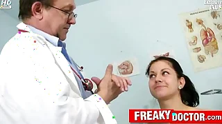 Hot czech suntanned Monika gets fingered by old man doctor